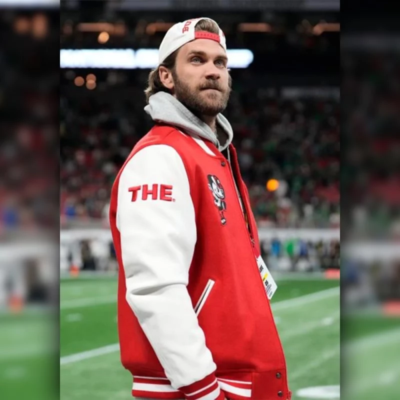 Bryce Harper Ohio State University Red and White Varsity Jacket