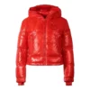 Caitlin Clark Chiefs Texan Games Red Puffer Jacket