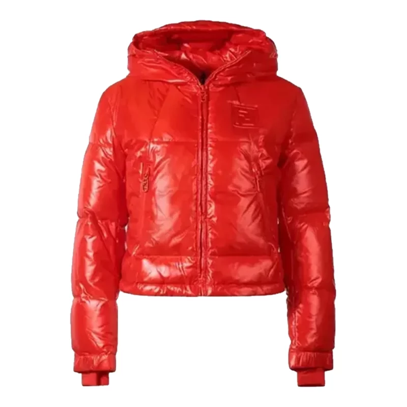 Caitlin Clark Chiefs Texan Games Red Puffer Jacket