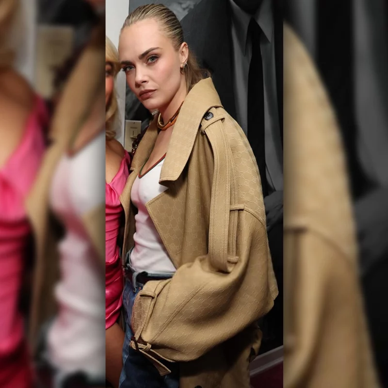 Cara Delevingne Magazine Party Spring 2025 Beige Coat