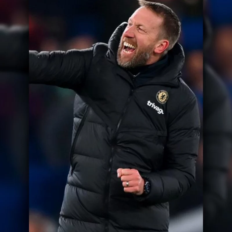Chelsea FC Manager Graham Potter Black Puffer Hooded Jacket