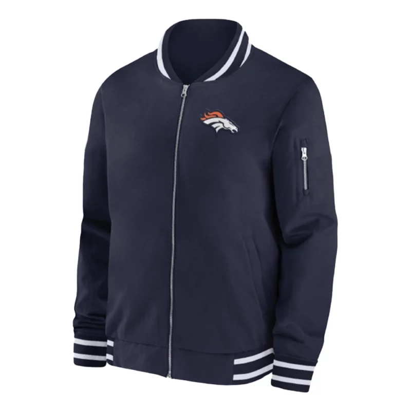 Denver Broncos Sideline Coach Navy Blue Bomber Jacket