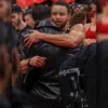 Drake Warriors Vs Raptors Game Black Leather Jacket