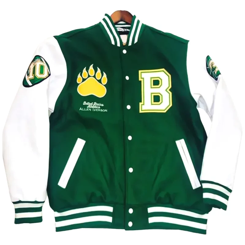 Duke Dennis Iverson Green and White Letterman Jacket