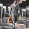 Eagles-Rams Playoff Pregame Saquon Barkley Gray Coat