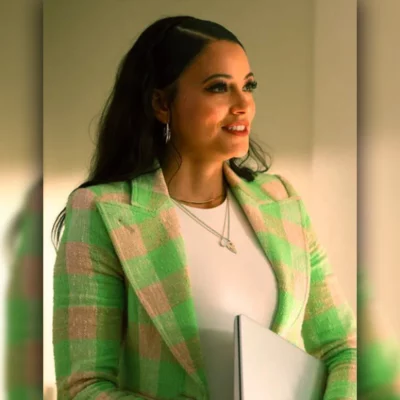 Found S02 Gabrielle Walsh Checkered Blazer