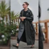 Hailey Bieber Los Angeles Black Leather Coat