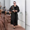 Hailey Bieber Los Angeles Black Long Leather Coat