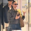 Hailey Bieber Los Angeles Bomber Leather Jacket