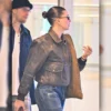 Hailey Bieber Los Angeles Bomber Leather Jacket