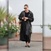 Hailey Bieber Los Angeles Matrix Esque Black Leather Coat