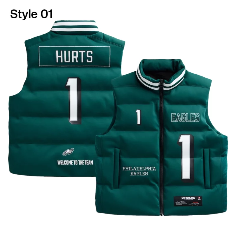 Jalen Hurts Eagles Green Puffer Vest