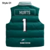 Jalen Hurts Off Season Eagles Puffer Green Vest