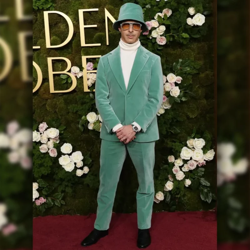 Jeremy Strong Golden Globe 2025 Green Suit