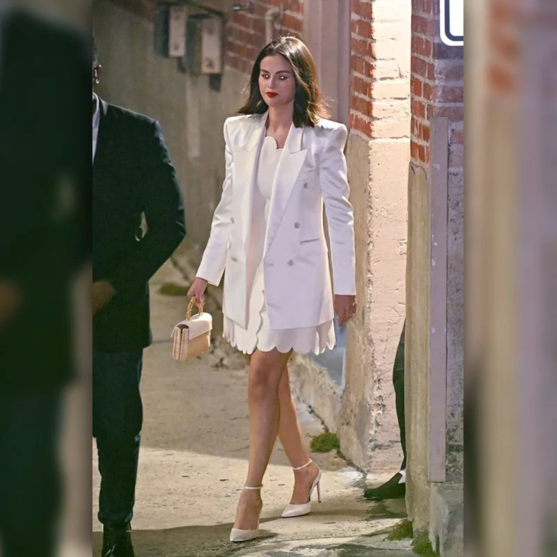 Jimmy Kimmel Live Selena Gomez White Blazer