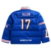 Josh Allen Buffalo Bills Off Season Blue Puffer Jacket