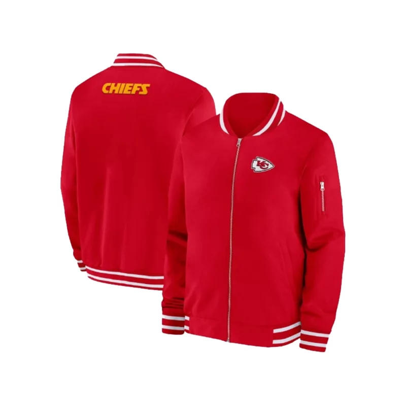 KC Chiefs Sideline Coach Red Bomber Jacket