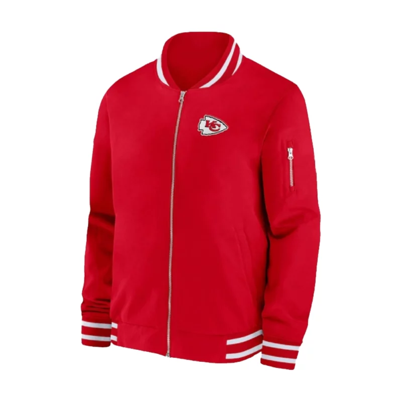 Kansas City Chiefs 49ers Sideline Coach Red Bomber Jacket