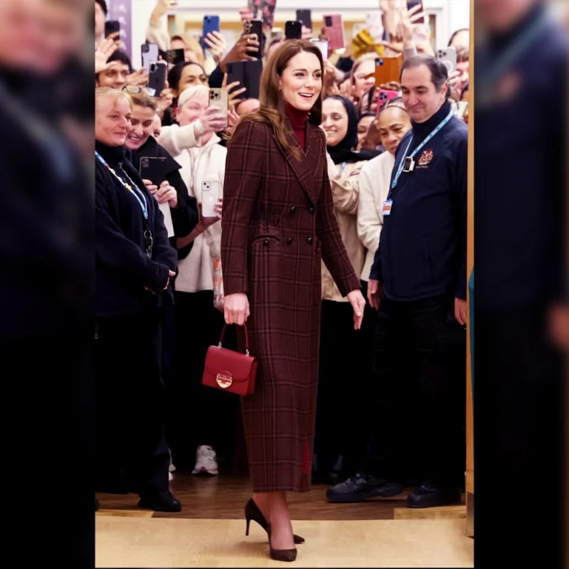 Kate Middleton The Royal Marsden Hospital Visit Plaid Coat