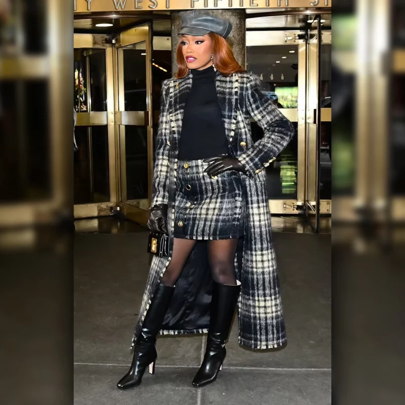 Keke Palmer Kelly Clarkson Show Checkered Plaid Coat