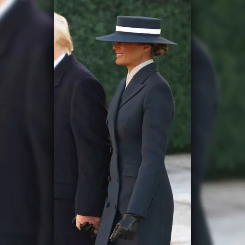 Melania Inauguration Day Navy Blue Long Coat
