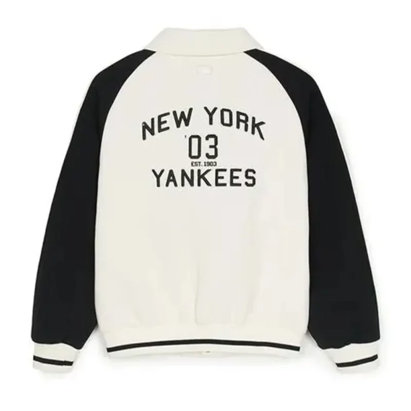 New York Yankees MLB Blocking Black And White Varsity Jacket