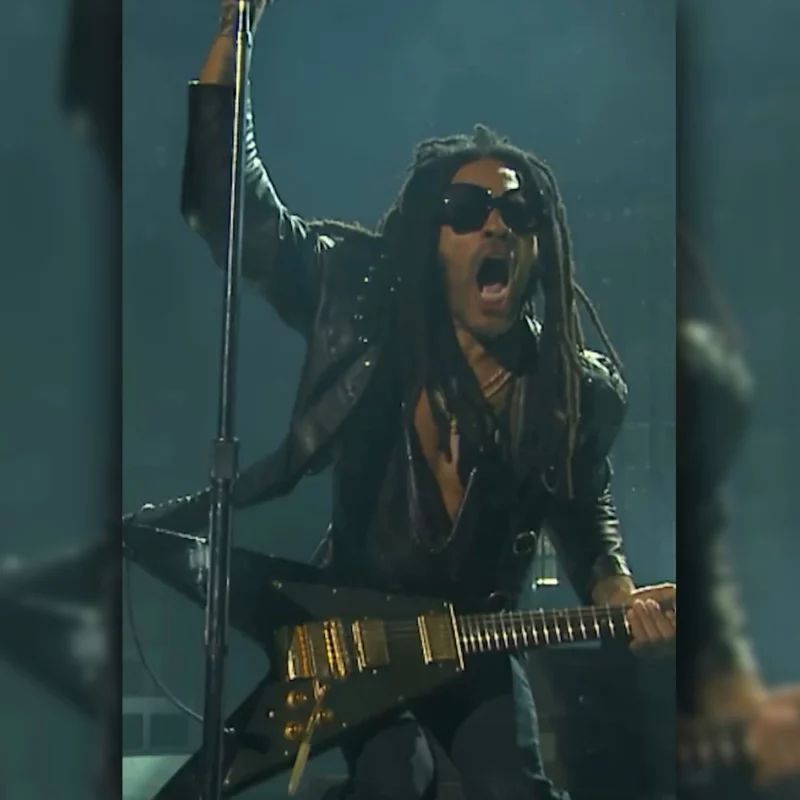 New year Live Lenny Kravitz Rockin Eve Black Leather Jacket