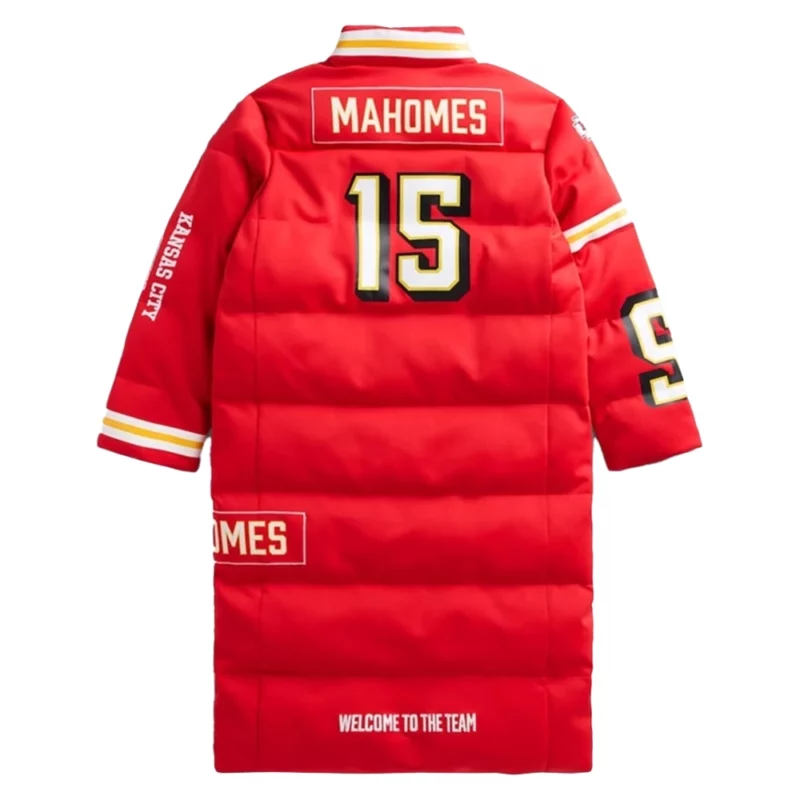 Patrick Mahomes KC Kansas City Chiefs Off Season Player Red Puffer Coat