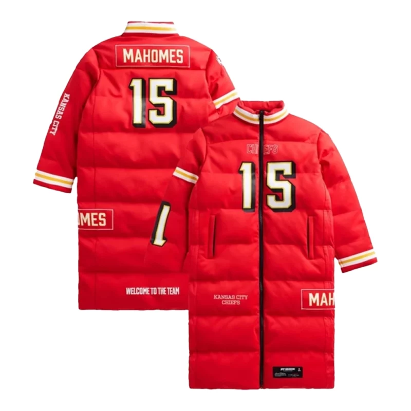 Patrick Mahomes Kansas City Chiefs Off Season Player Red Puffer Coat
