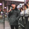 Ryan Seacrest New Years Rockin Eve Grey and Black Wool Coat
