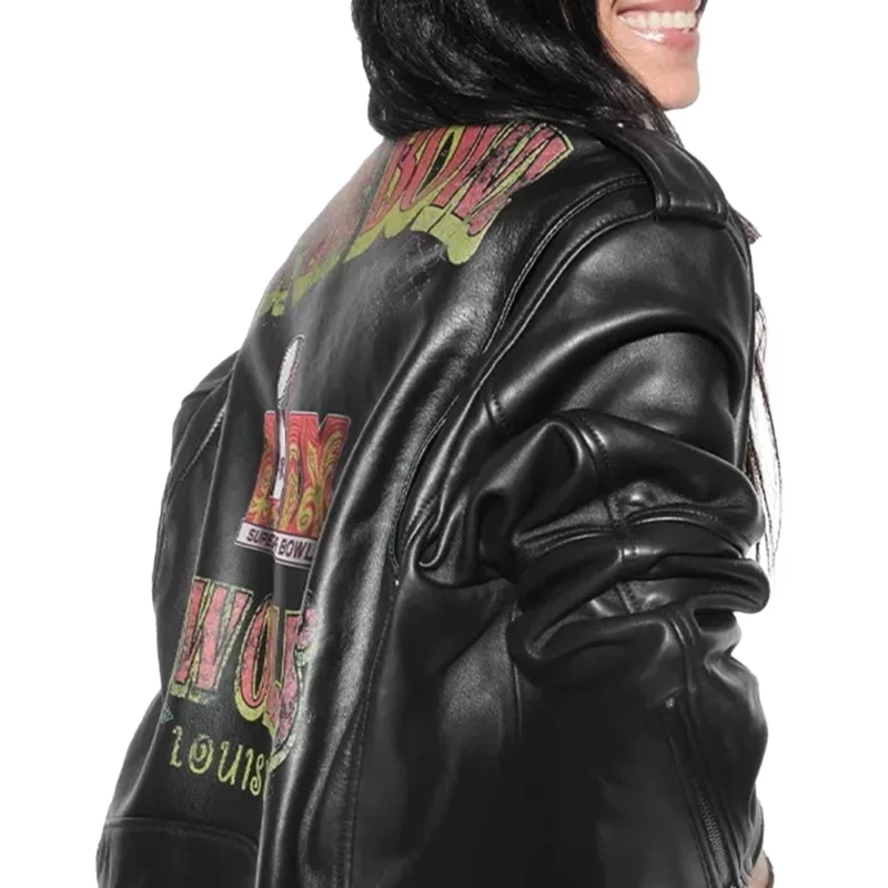 Super Bowl LIX Rebecca Minkoff x Erin Andrews Black Tabitha Oversized Leather Moto Full-Zip Jacket