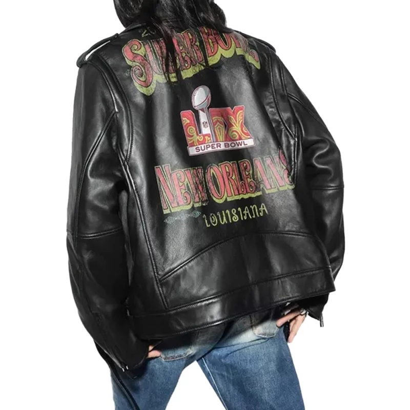 Super Bowl LIX Rebecca Minkoff x Erin Andrews Black Tabitha Oversized Leather Moto Jacket