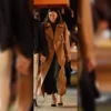 Sutton Foster Dinner Date Brown Trench Coat