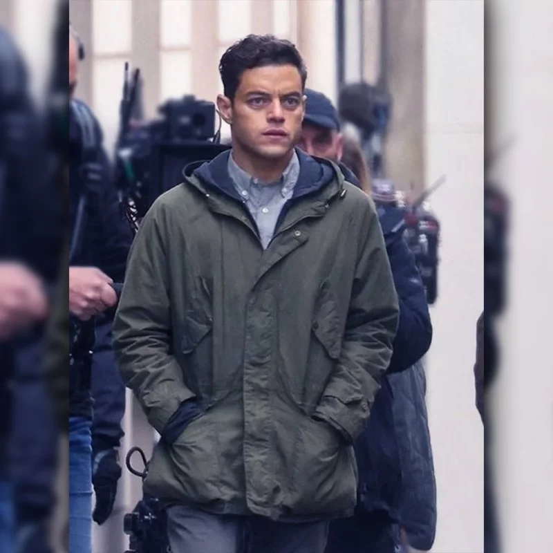 The Amateur 2025 Rami Malek Charles Heller Green Hooded Jacket