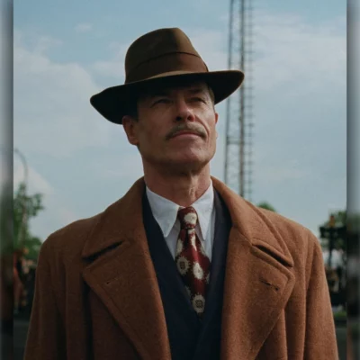 The Brutalist Guy Pearce Brown Coat