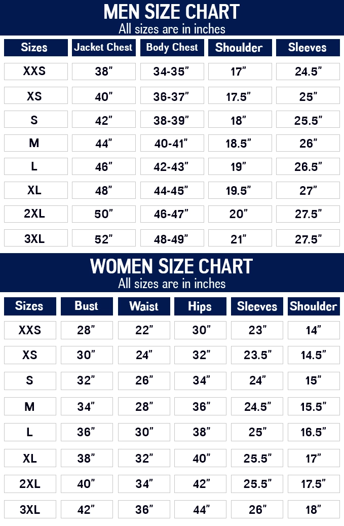 PJ Size Chart