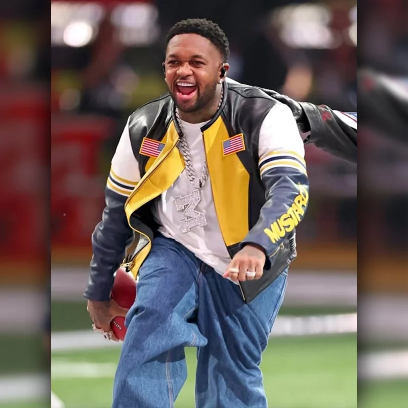 Super Bowl LIX Halftime Show Mustard Leather Jaacket
