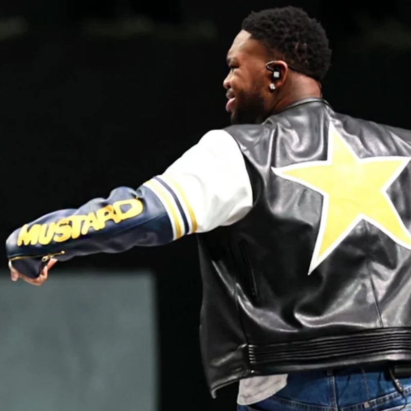 Super Bowl LIX Halftime Show Mustard Leathher Jacket