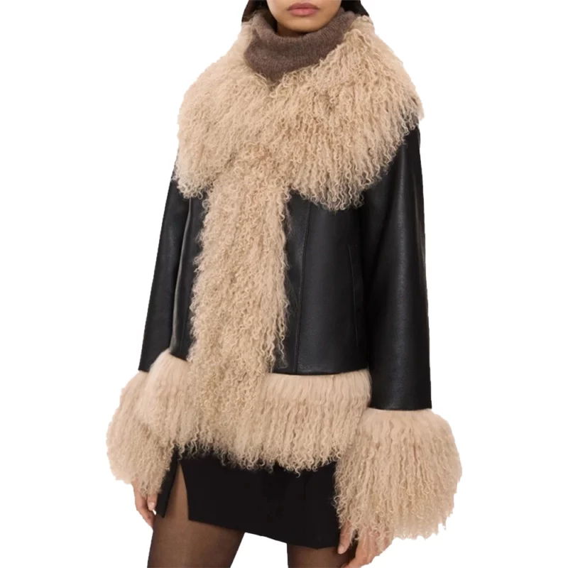 Taylor Swift Charlotte Simone Billie Fur Collar Leather Jaacket