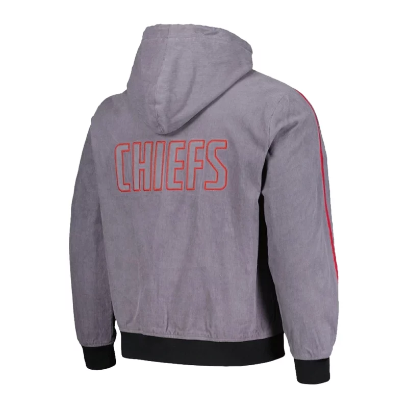 The Wild Collective Kansas City Chiefs Corduroy Grey Hooded Jacket