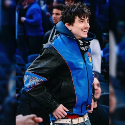 TimothÃ©e Chalamet Knicks Leather Jacket