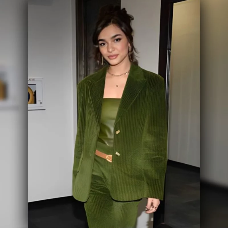 Good Morning America Paulina ChaÌvez 2025 Green Belted Blazer