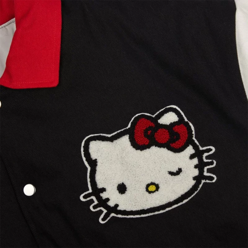 Hello Kitty Dumbgood Black and White Varsity Jacket
