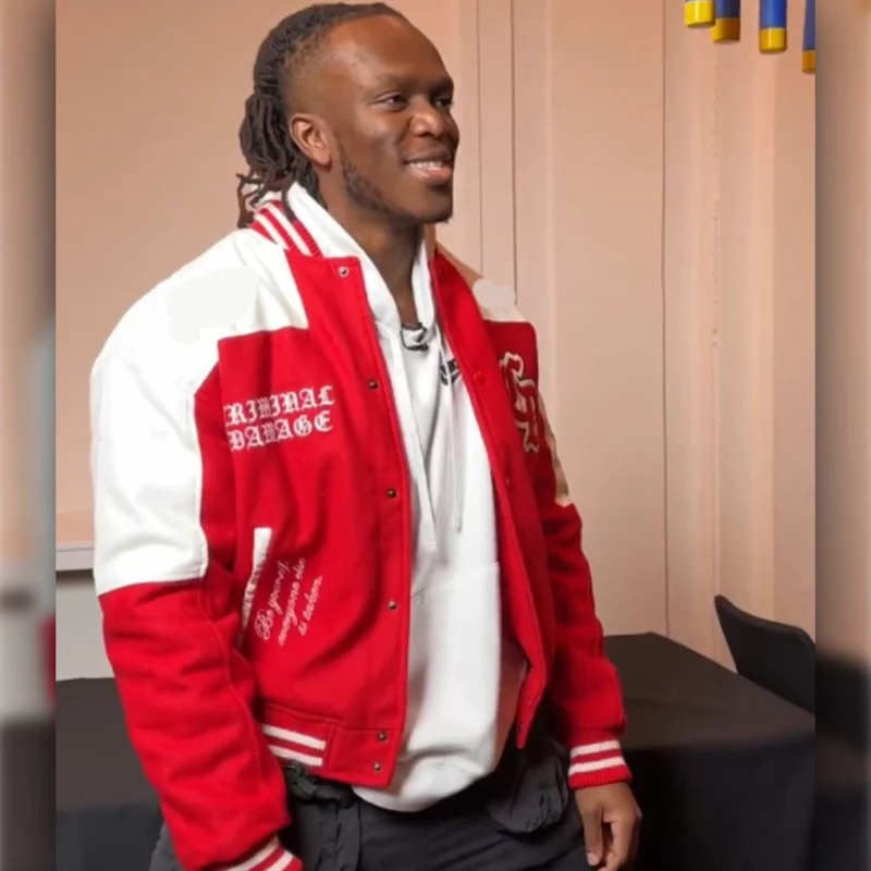 KSI RedAnd White Varsity Jacket