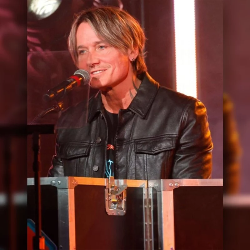 Keith Urban CMA Touring Awards 2025 Black Leather Jacket
