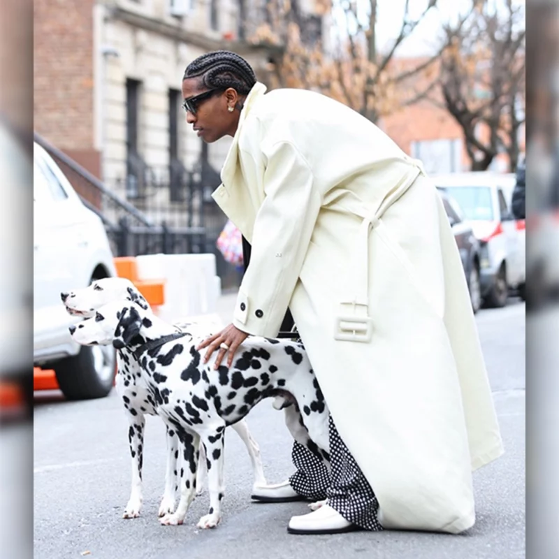 NYC 2025 A$AP Rocky White Trench Coat