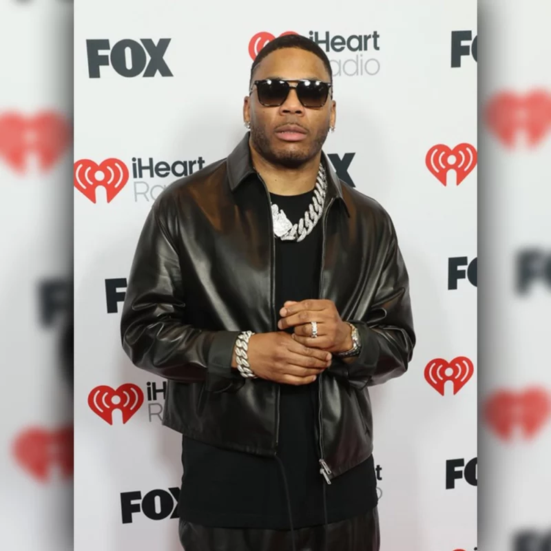 Nelly iheartradio Awards 2025 Blaack Leather Jacket