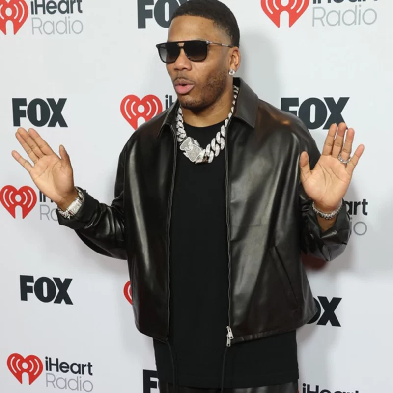 Nelly iheartradio Awards 2025 Black Leatther Jacket