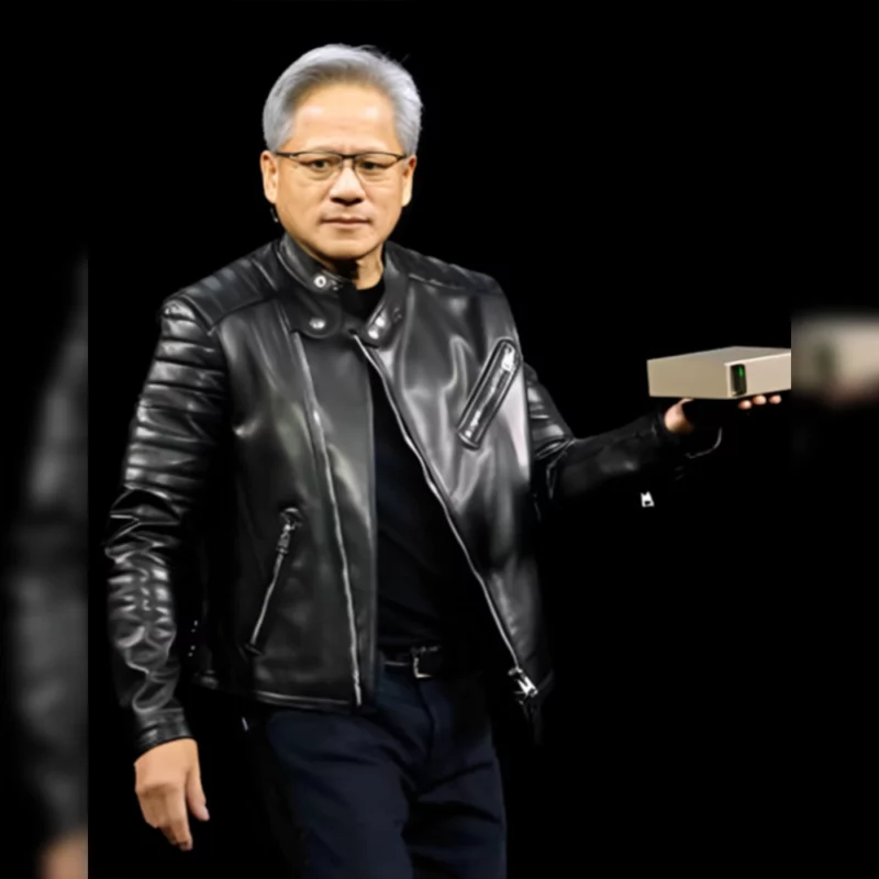 Nvidia CEO Jensen Huang Black Leather Jacket
