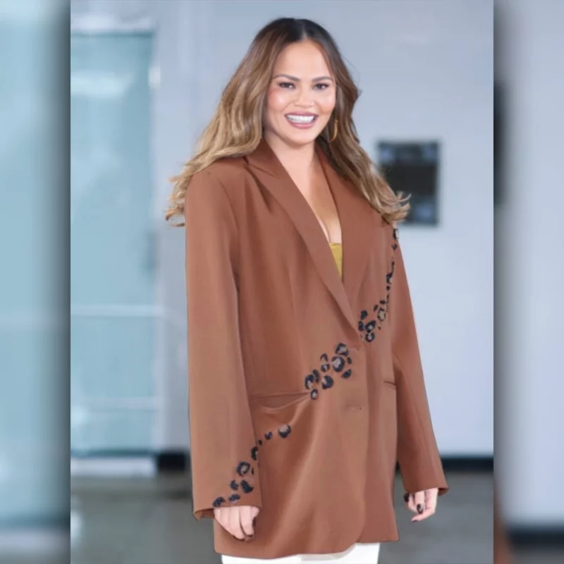 The Drew Barrymore Show Chrissy Teigen Brown Blazer
